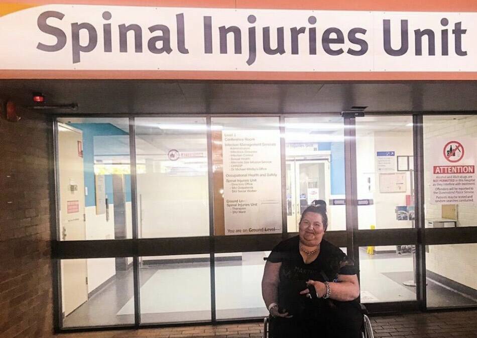 Brooke outside of the Spinal Injuries Unit at the Princess Alexandra Hospital. Picture supplied 