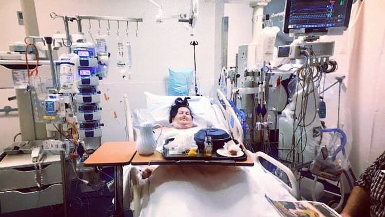 Brooke recovering in the spinal unit post-surgery. Picture supplied 