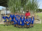 Producer and Canegrowers Burdekin director Charlie Papale, with students from St Colemans School, one of the 14 schools participating in the competition. Picture: Canegrowers, Burdekin 