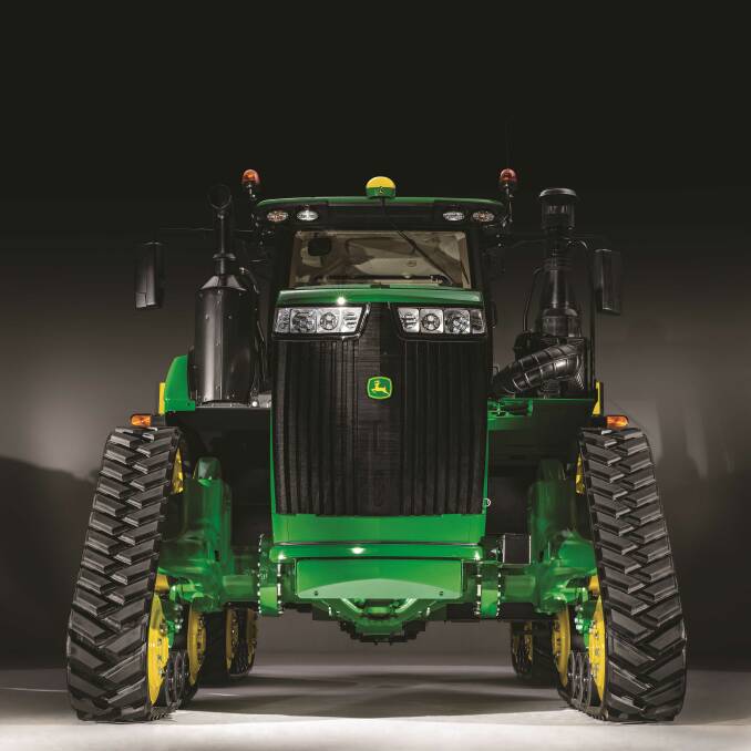 The John Deere 9RX narrow track tractors are designed to be utilised row-cropping, reducing compaction compared to dual or triple tyres while maintaining power.