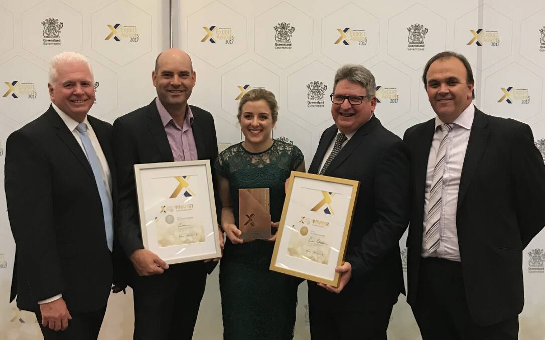 The AGT Foods Australia executive team at the Queensland Premier's Export Awards, Darren Wyper, Ben Wigzell, Hannah Castle, Peter Wilson and Michael Brittain.