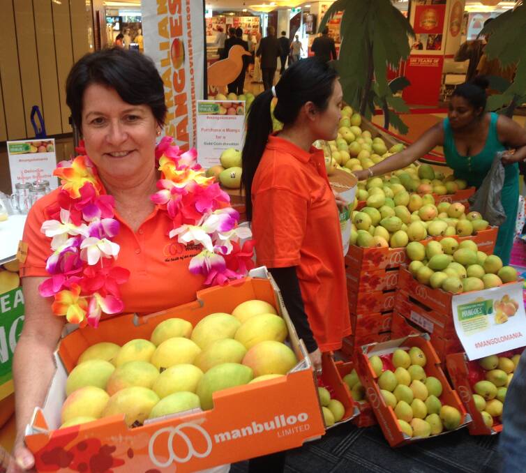 Manbulloo managing director, Marie Piccone, with her Australian produce in Seoul.