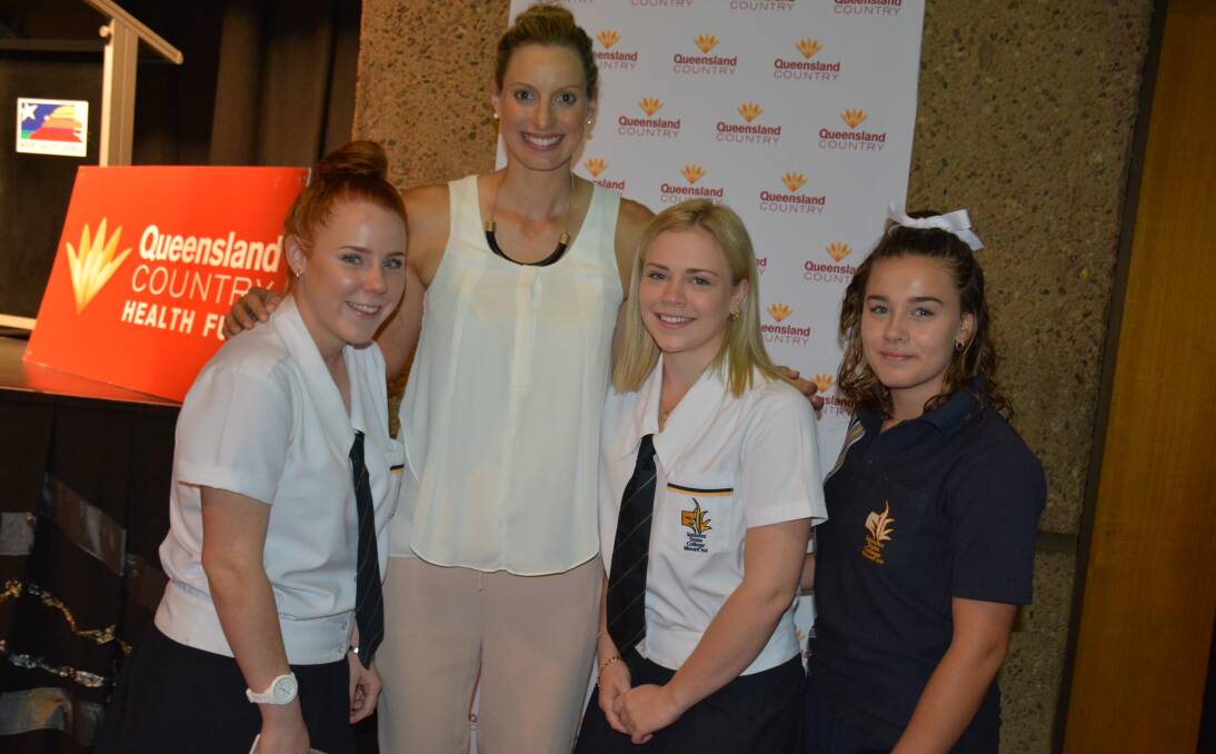 MENTORING: Katie Sloan, Laura Geitz, Holly Bawden and Yasmin Crebbin meet at the Mount Isa Civic Centre on Monday. Photo: Chris Burns. 