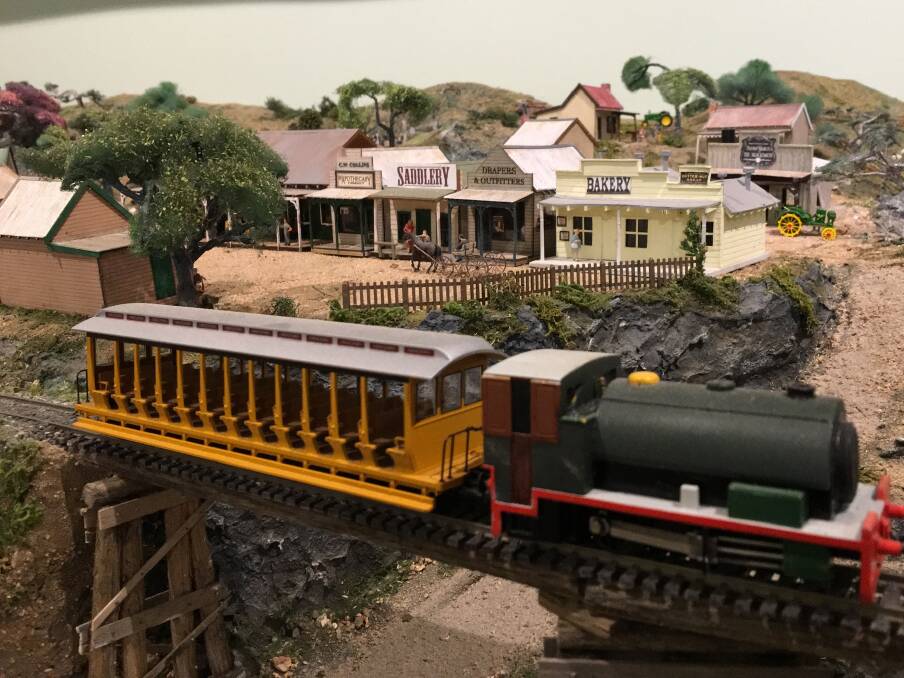 Full Steam Ahead: The working model railway was made by Frank Kopke, Townsville, and takes pride of place in the new toy shop. Photo Darryl Cooper.