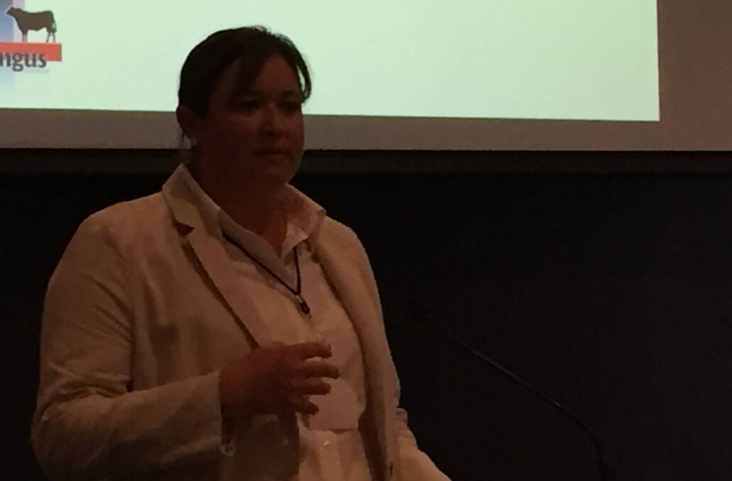 Commercial supply chain manager at Angus Australia Liz Pearson speaking at the Angus National Conference in Ballarat.