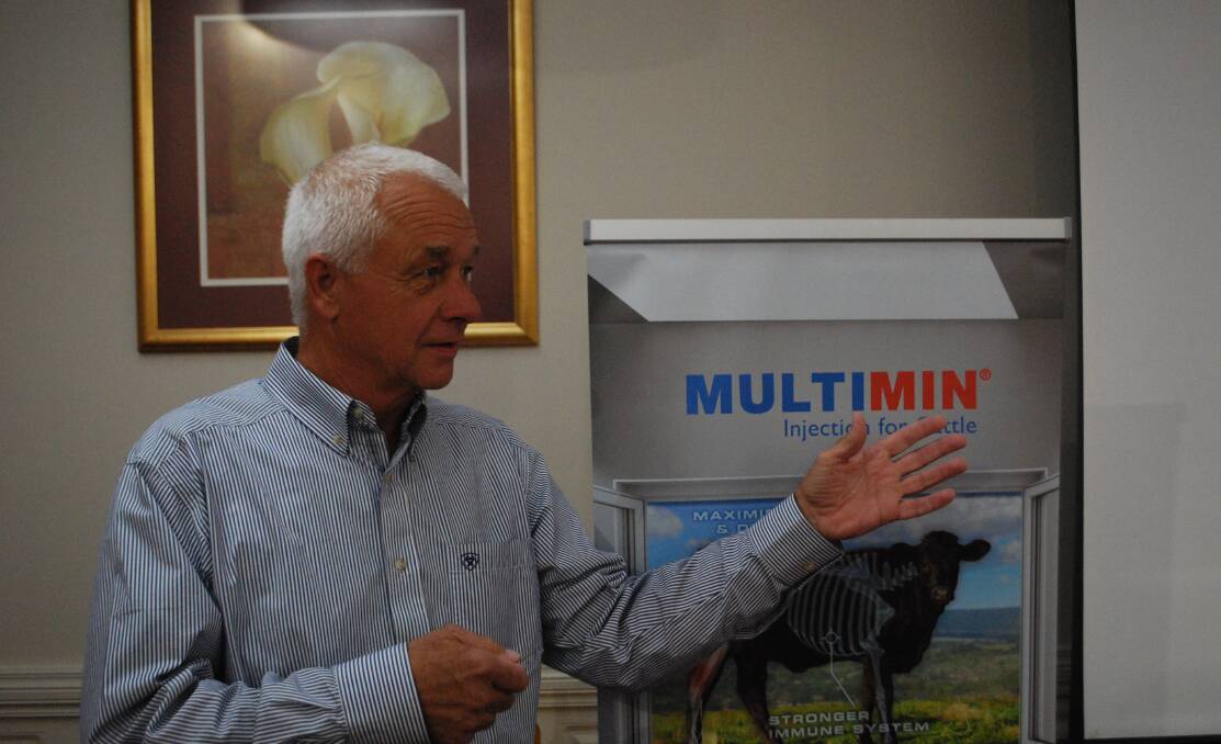 United States technical services veterinarian Dr Bob Gentry speaking on trace mineral science at Dubbo. 