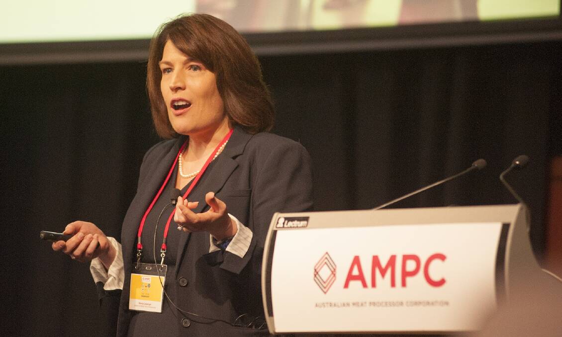 Professor Wendy Umberger, the executive director for global food and resources at the University of Adelaide, speaking at the AMPC conference yesterday.