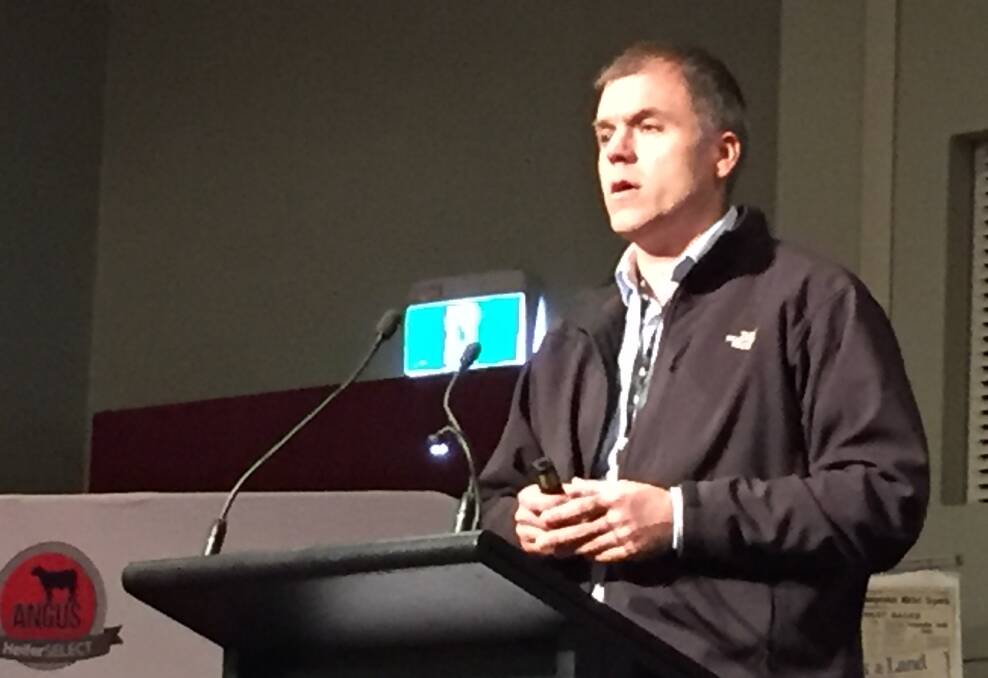 Teys Australia's Tom Maguire speaking at the Angus National Conference in Ballarat last week.