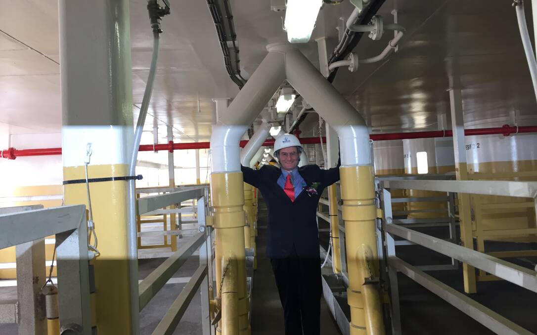 Wellard chief executive officer Mauro Balzarini on board the latest addition to the fleet, M/V Ocean Shearer, capable of carrying 20,000 head of cattle.