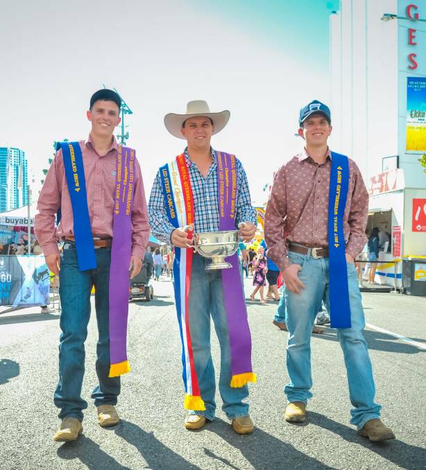 Hook and hoof champions at this year's Ekka brothers Matt, Anthony and Ben O'Dwyer, Tallar, Roadvale. Photo: Kelly Butterworth.