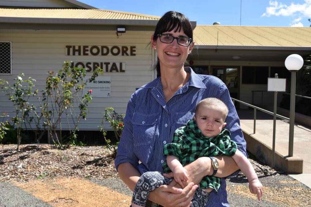 Jessica Weimar attended the concerned locals maternity services meeting in Theodore on Thursday with three-month-old son Patrick. 