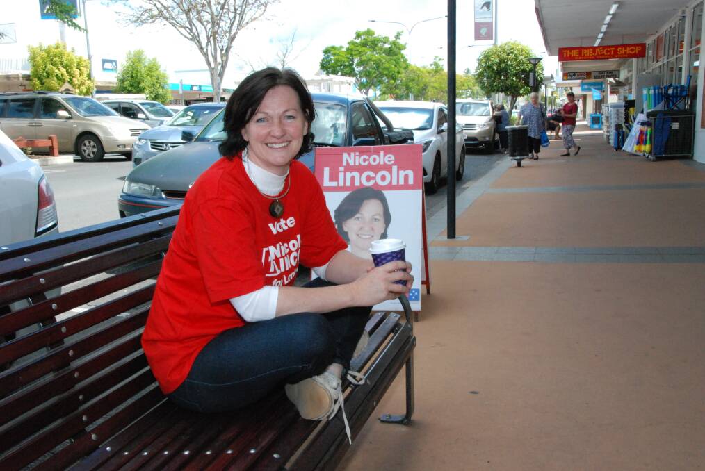 A relaxed Labor Lockyer candidate Nicole Lincoln in the main street of Gatton on Tuesday. 