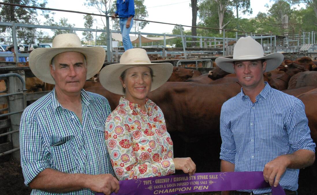 Eidsvold Greenup Santa Infused Show and Sale judges Wes and Sue Presho with Brett Hatton.