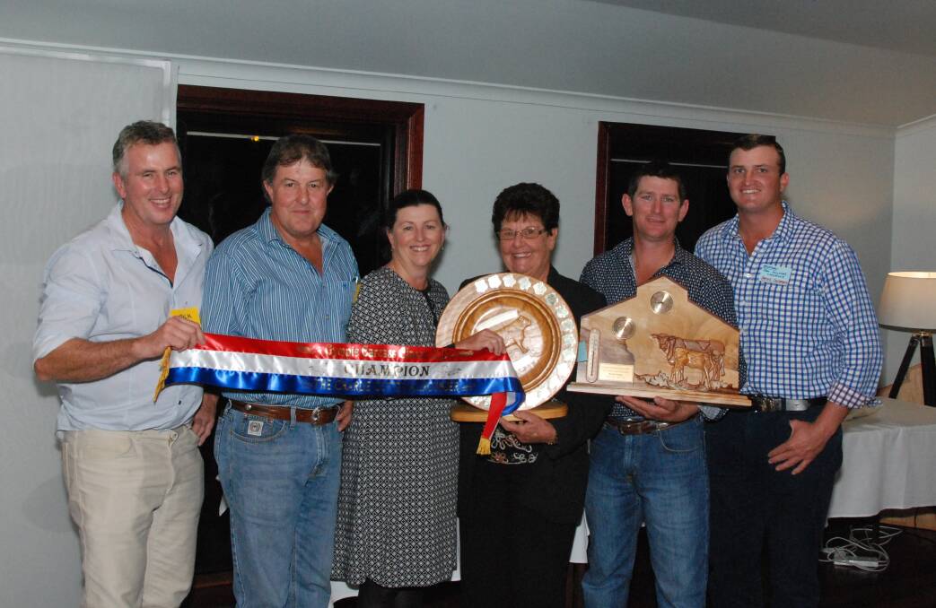 Mick Senini, Peter Aisthorpe and Jenny Williams who won the 2017 Gympie Carcass Classic, Jan Cotter, Barry McIntyre and James Cochrane at last year's presentations.