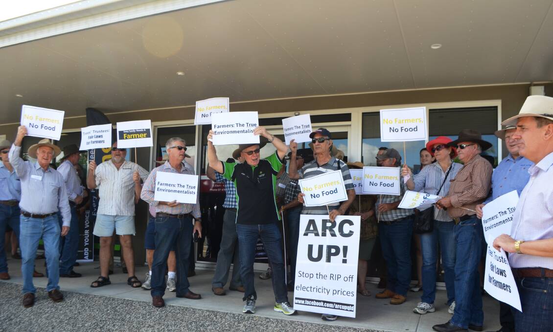 Fair go: Close to 200 land holders from across the north marched on the office of North Queensland minister Coralee O’Rourke in Townsville on Saturday rallying against the proposed changes to vegetation management laws by the Palaszczuk Government