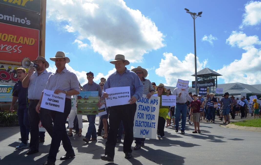 Shadow Natural Resources Minister Andrew Cripps united with Member for Burdekin Dale Last and Member for Dalrymple Shane Knuth to lead the procession of protesters.