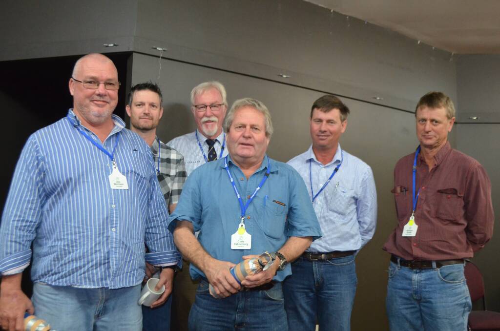 ALMA Southern Field Officer Steve Atwell (back, middle) with saleyard managers Doc Morrison, Gunnedah, Paul Martin, Wagga, Chris Dahlenburg, Hamilton, Ned Coombs, Gracemere and Stewart Smith, Mt Barker.