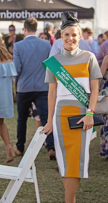 Sheer class: Winner of 2016 Dalby Amateur Picnic Races Fashions on the Field Classic Lady section Kaitlyn McDonald, was beautifully dressed for the autumn event.