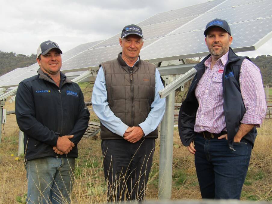 REAQUA Director Jock Lee, Blooms Water's Nick McGhie and REAQUA managing director Ben Lee  at the farm of Bruce Chapman, Bendemeer, New South Wales.