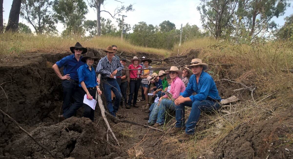 Nicholas McBride (far right) with other first year CQUniversity Bachelor of Agriculture on a field trip to study pastures and soils.
