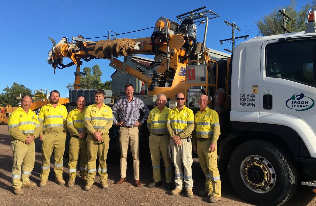 Meeting up: Energy Minister Mark Bailey visited Ergon Energy staff in Longreach last week, as well as the site of the 80ha solar farm beginning construction this week.