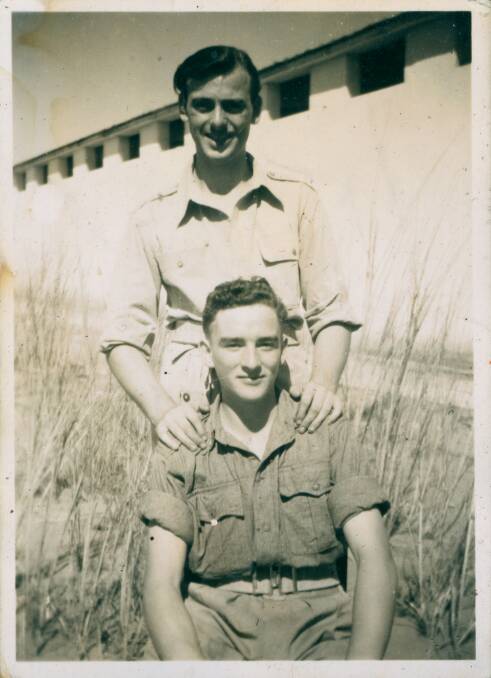 Titled 'Harry and myself, Palastine 1946', this photo is one of a pair found at a Gatton Anzac Day service in 2009.