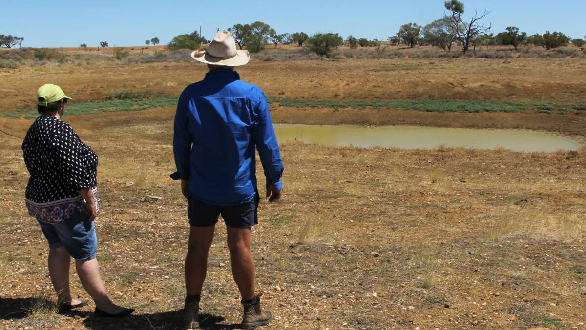Emptying out: Jenny and Keith Gordon, El Kantara, Longreach, were among the producers left disappointed by the lack of useful rain from the most recent influence. Picture: Sally Cripps.