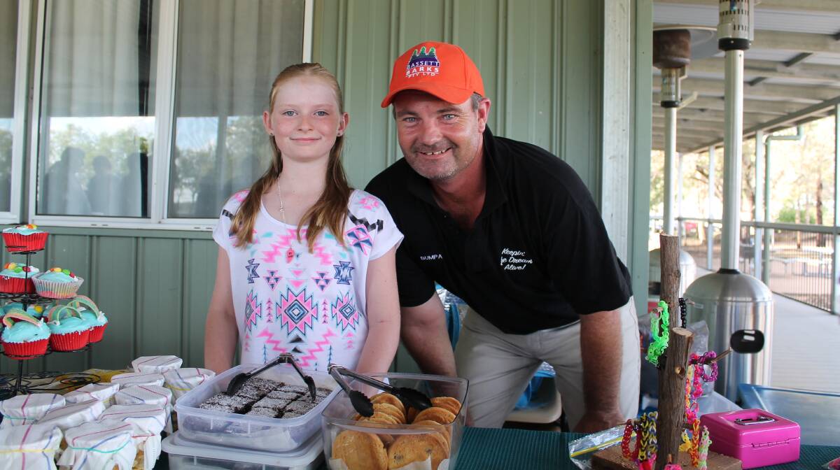 Burrumbuttock Hay Runners chief Brendan Farrell was on hand at the Longreach School of Distance Education Home Tutor Workshop in February to help man Blackall's Reanne Gillies cake and jewellery stall, where she raised $400 to go towards fuel for the Runners.