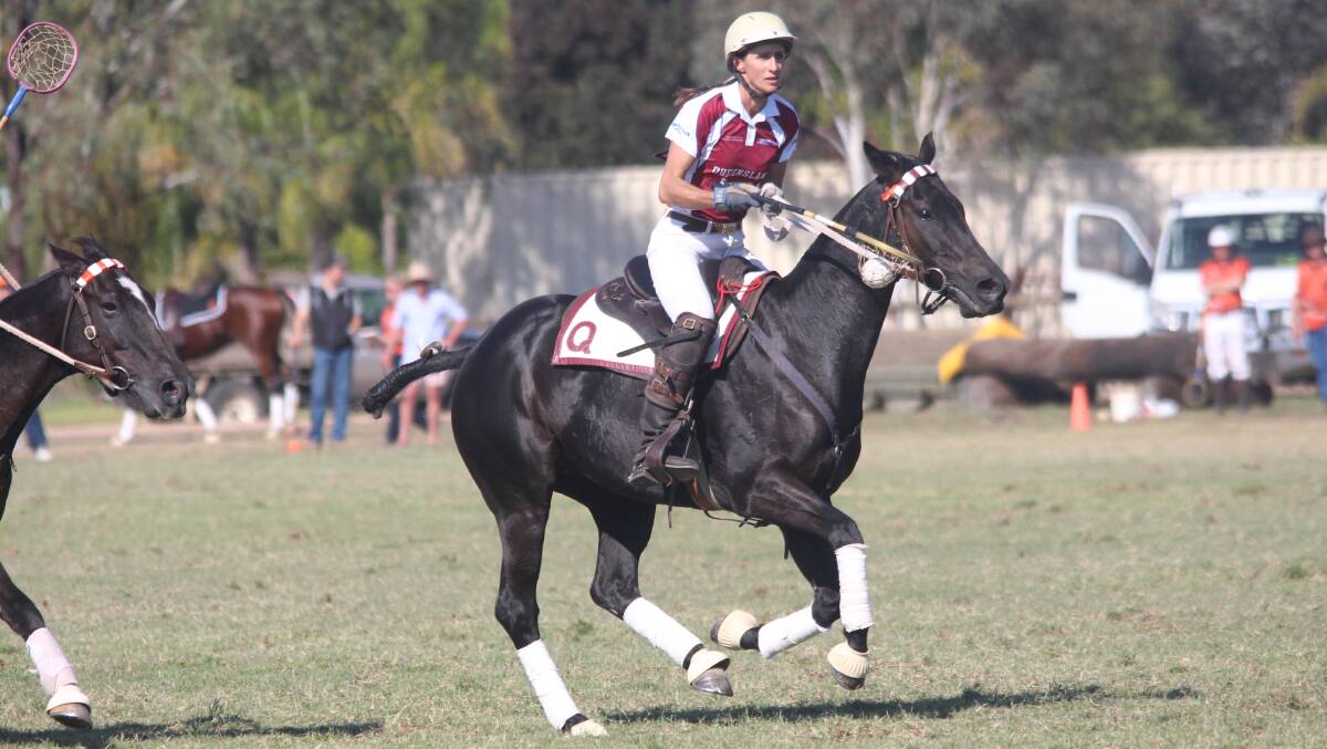 Some of the Queenslanders in action at the national polocrosse championships at Albury on the New South Wales/Victoria border on the weekend. Photos supplied by Andrew Meara and Lauren Sillitoe.