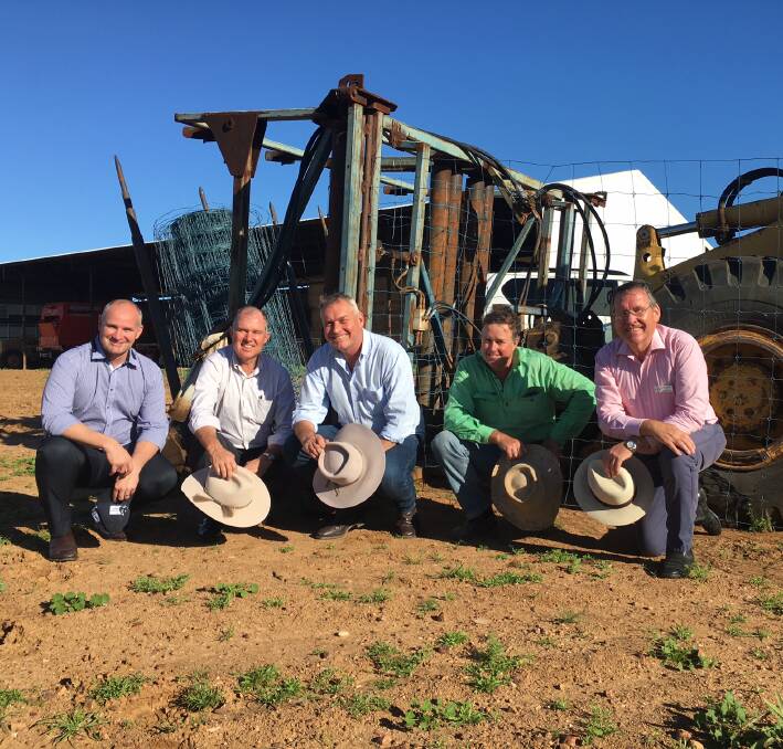 Fence inspection: Lachlan Millar (centre) and Boyd Webb, Longreach, pictured with Parliamentary Agriculture and Environment committee members, Glenn Butcher, chair, Tony Perrett, deputy chair, and Jim Maddern, Ipswich West.