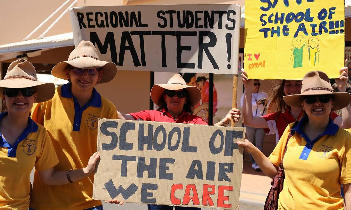 One of the protest marches protesting the 2019 School of the Air closures in Western Australia. Photo source - Twitter.