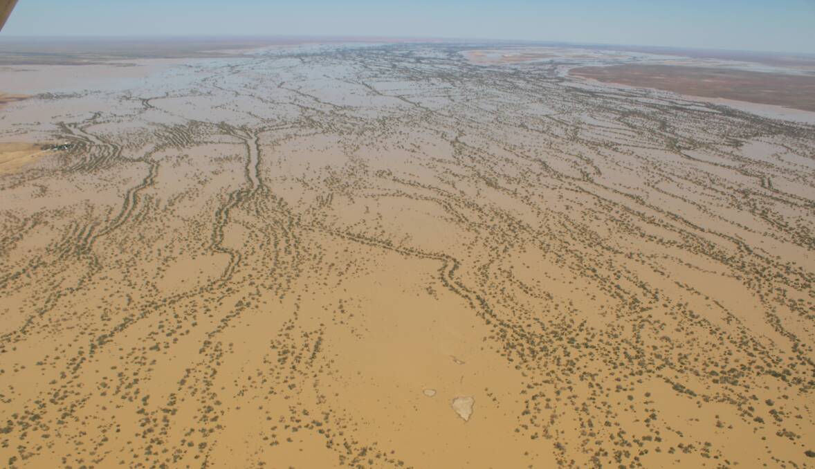 Ross Myhill has been able to gauge the scope of the Diamantina River flood from his plane.