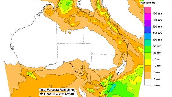 The Bureau of Meteorology forecast map for the next four days.