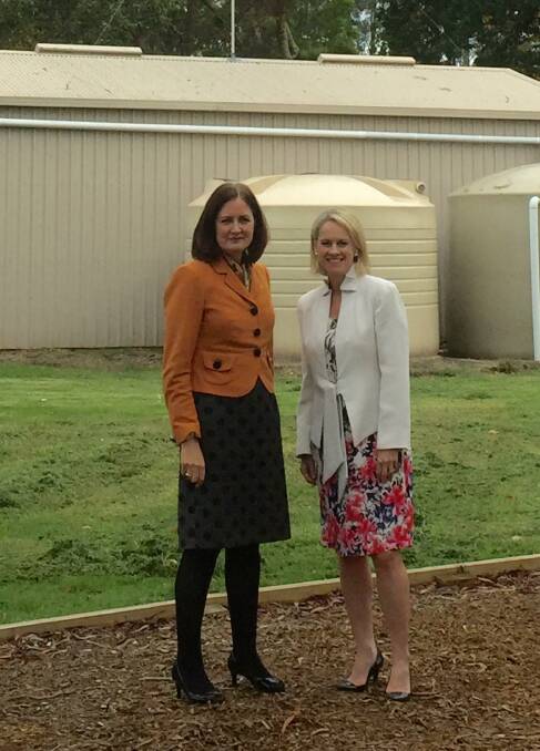 Member for Corangamite Sarah Henderson with Minister for Regional Communications Fiona Nash with at the opening of a new mobile tower at Carlisle River.