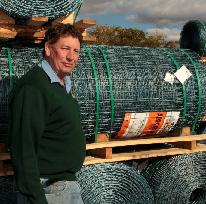 Wire work: DJ's Produce proprietor David Jones would like to see more tax breaks to help people outlaying money on fencing. Picture: Sally Cripps.