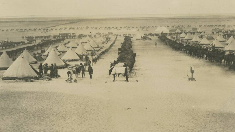 Foreign land: A Light Horse camp in the Middle East. Photo: State Library of Queensland.