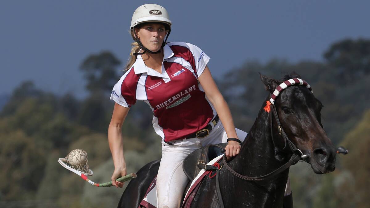 This look of determination epitomised the Queensland polocrosse teams that did battle at the national titles at Albury on the weekend. Photo by Andrew Meares.