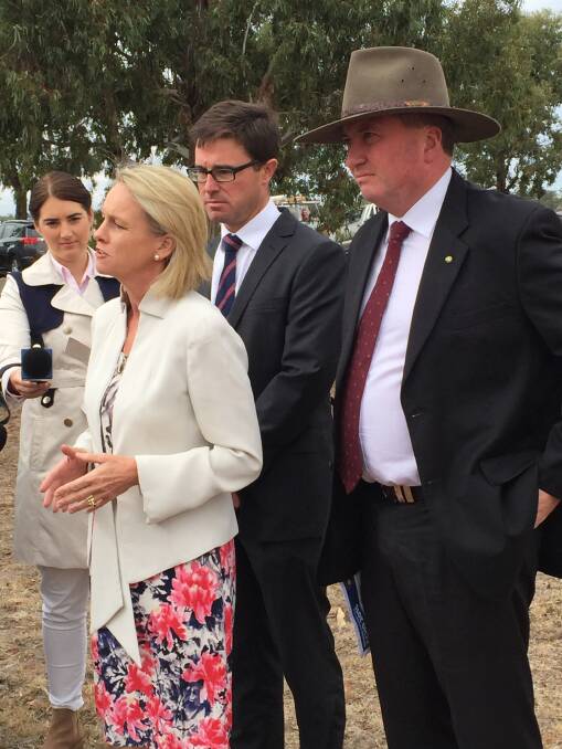 Federal Regional Development Minister Fiona Nash spoke about the benefits of the latest cotton R&D funding at Dalby this morning, along with LNP candidate for Maranoa, David Littleproud and Minister for Agriculture, Barnaby Joyce.