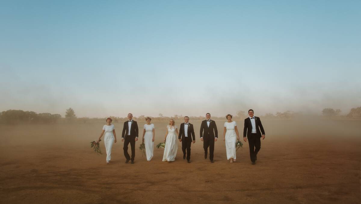 Flashback: The wedding photograph taken last September that told the world how shocking the drought was at Blackall. It still hasn't rained. Picture: Edwina Robertson Photography.