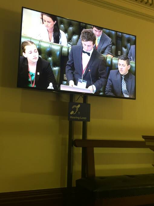 Longreach's Macabe Daley, as the Youth Member for Gregory and Minister for Agriculture in Queensland's Youth Parliament, speaking to his bill.