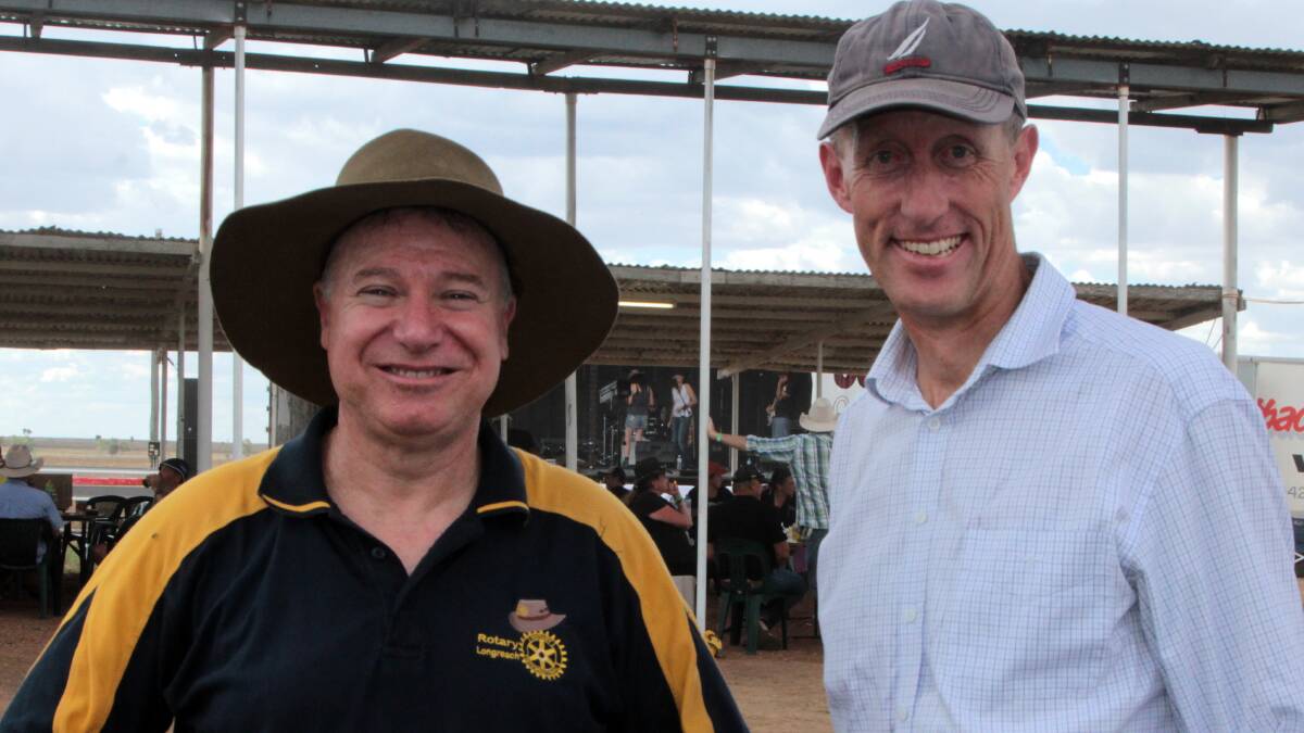 Fellow Rotarians Dave Phelps, Longreach and Andrew Laurie, Sydney, working together for the drought relief effort.