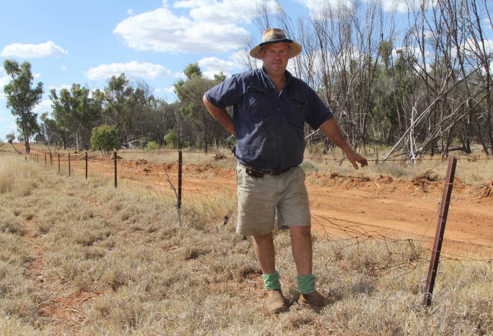Boundaries: The fence beside the Augathella town common is one of Glenn Roberts' priorities for replacement and he'd like to see government assistance address this aspect as well. Picture: Sally Cripps.