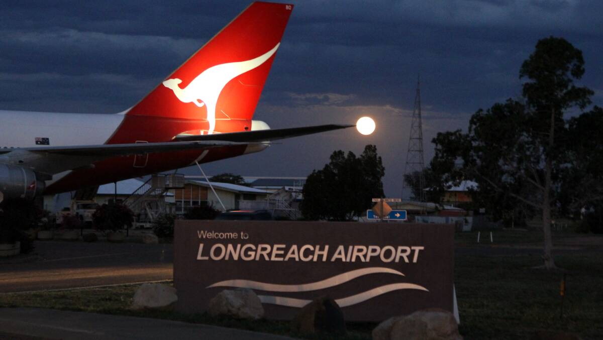 All aboard: Last Sunday's supermoon floats in the skies above Longreach. Picture: Sally Cripps.