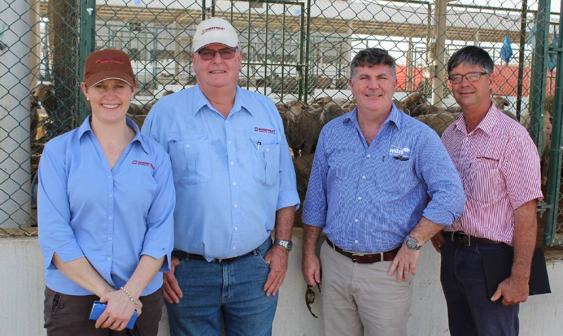 Sheep Producers Australia chief executive Kat Giles, with former Sheepmeat Council of Australia president Jeff Murray, MLA's Nick Meara, and current SPA president Allan Piggott.