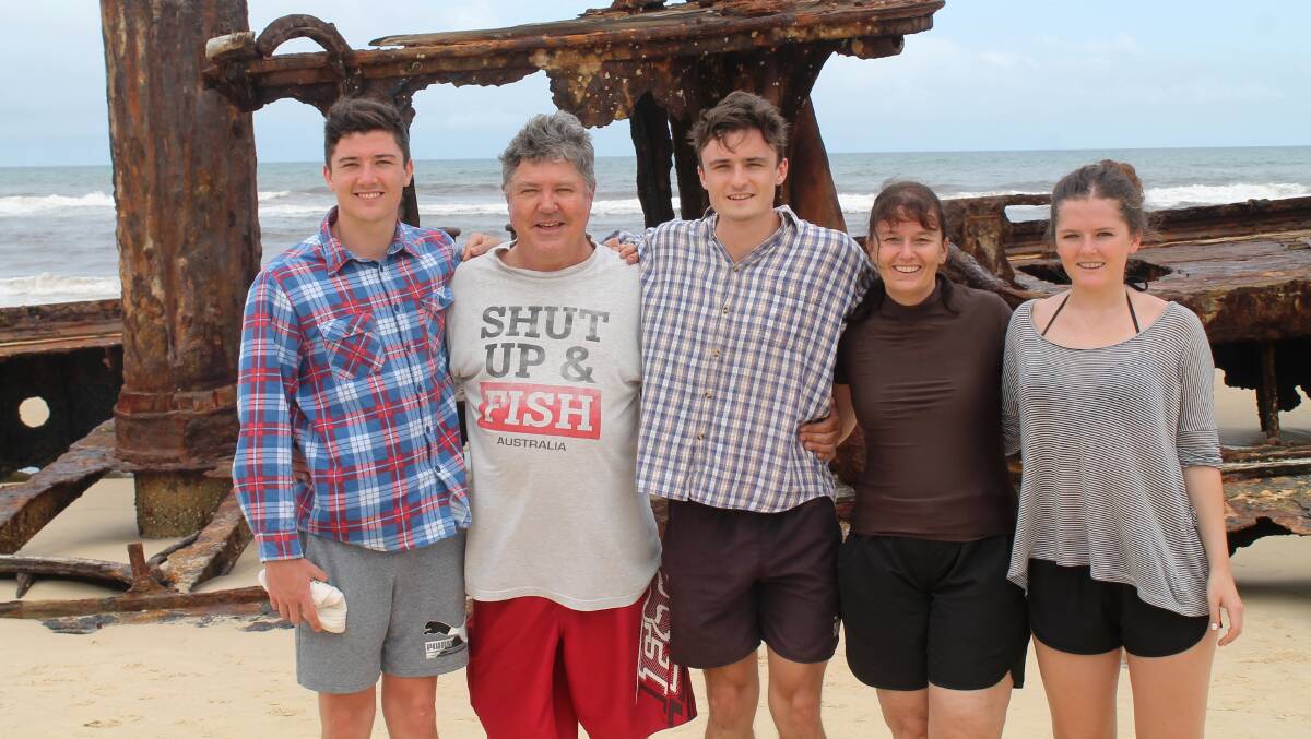 Joshua, Peter, Mitchell, Jane and Demity Lowe on Fraser Island recently.