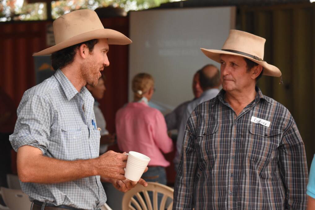 Dan Lyons, Niall Station, and Rodney Heading, Toomba Station, at the Burdekin region masterclass for landholders held at Spyglass Research Station, Charters Towers.
