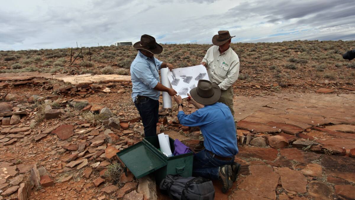 Palaeontologist Dr Jim Gehling explains the Ediacaren fossil site on Nilpena Station near Parachilna.  