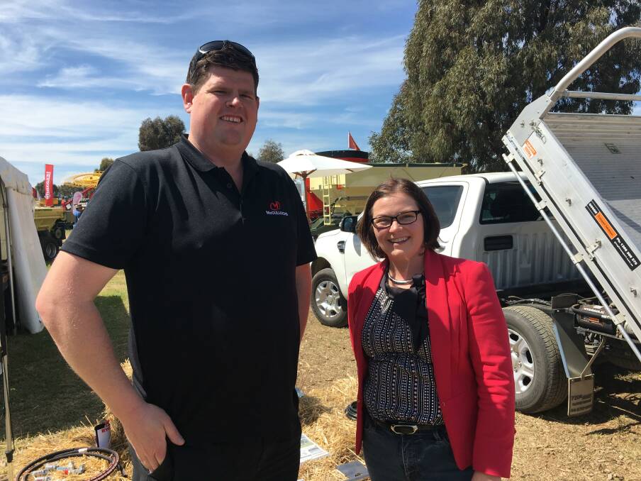 Andrew McCulloch from Bendigo business McCullochs Hydraulic Engineers (left) and Labor Assistant Minister for Regional and Rural Australia Lisa Chesters.
