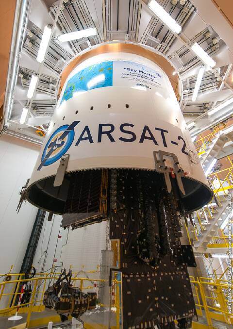 Picture supplied: Sky Muster satellite preparing for launch, October 2015.