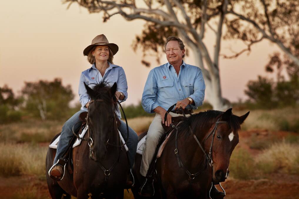 Nicola and Andrew Forrest on their family cattle property, Minderoo Station, in North Western Australia.